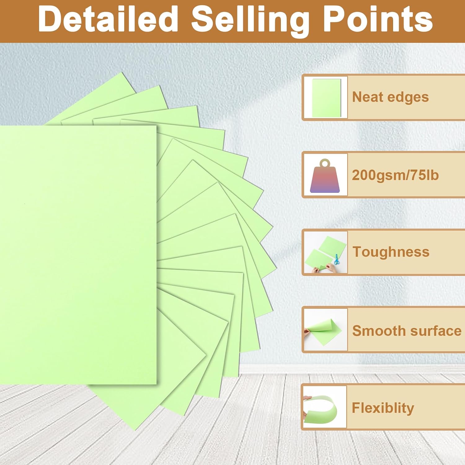 Silunkia 40 Sheets Light Green Cardstock 8.5 x 11 Craft Paper 75lb