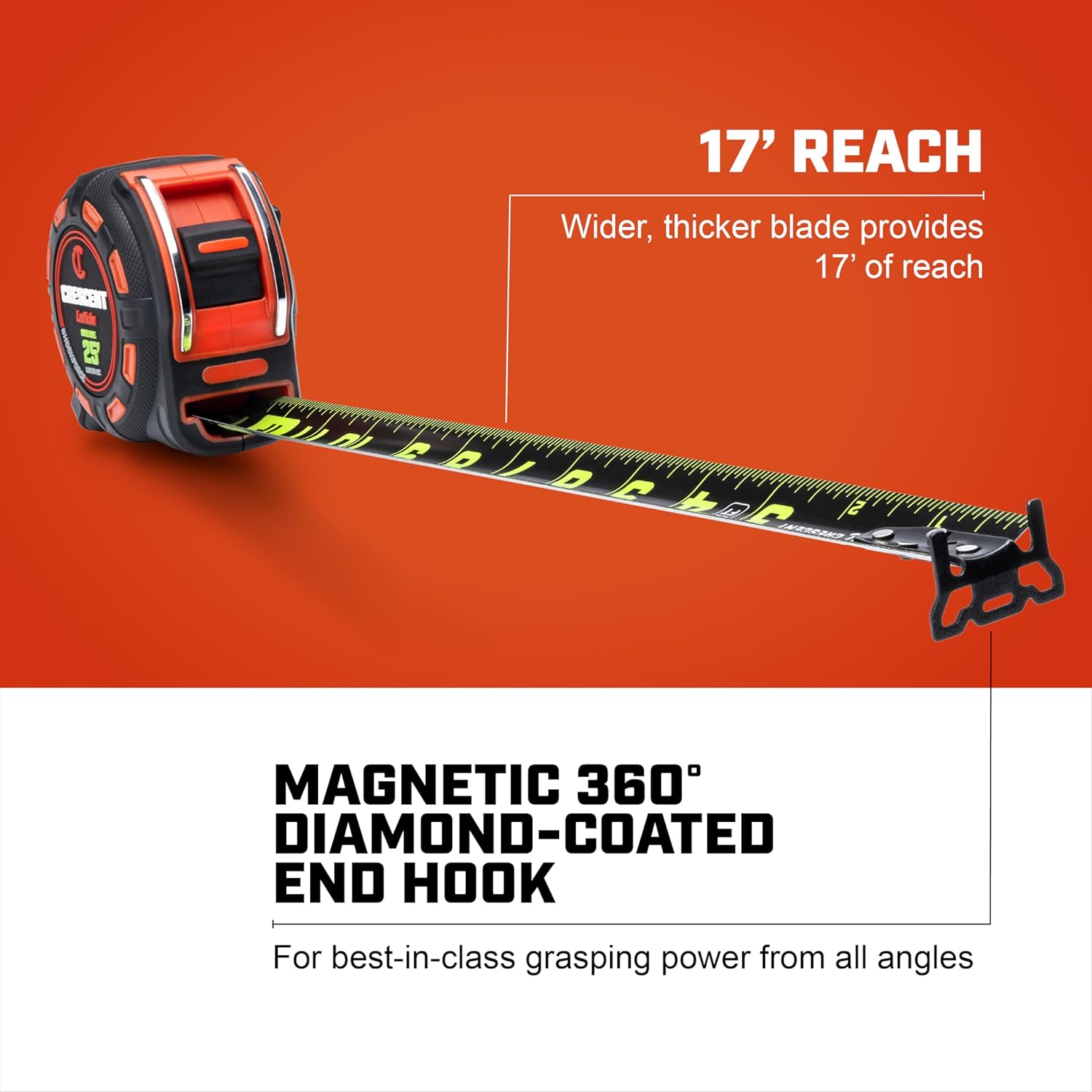 Crescent Lufkin 25' SHOCKFORCE NITE EYE Magnetic Tape | LM1325B-02