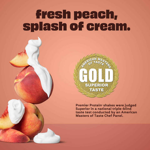 Premier Protein 30g High Protein Shake, Peaches & Cream, 12 Pack | 160 Calories, 24 Vitamins & Minerals, No Added Sugar, Supports Muscle Health, Gluten-Free, 11.5 oz