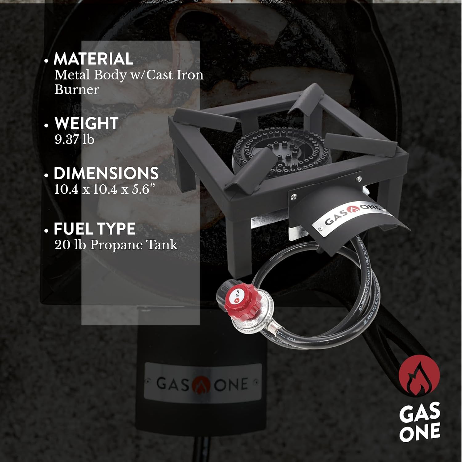 GasOne High Pressure Single Propane Burner - Outdoor Cooking with Heat Shield and Guard – Propane Burner Head for Camping, Tailgating, Seafood Boil, Home Brewing - Patented
