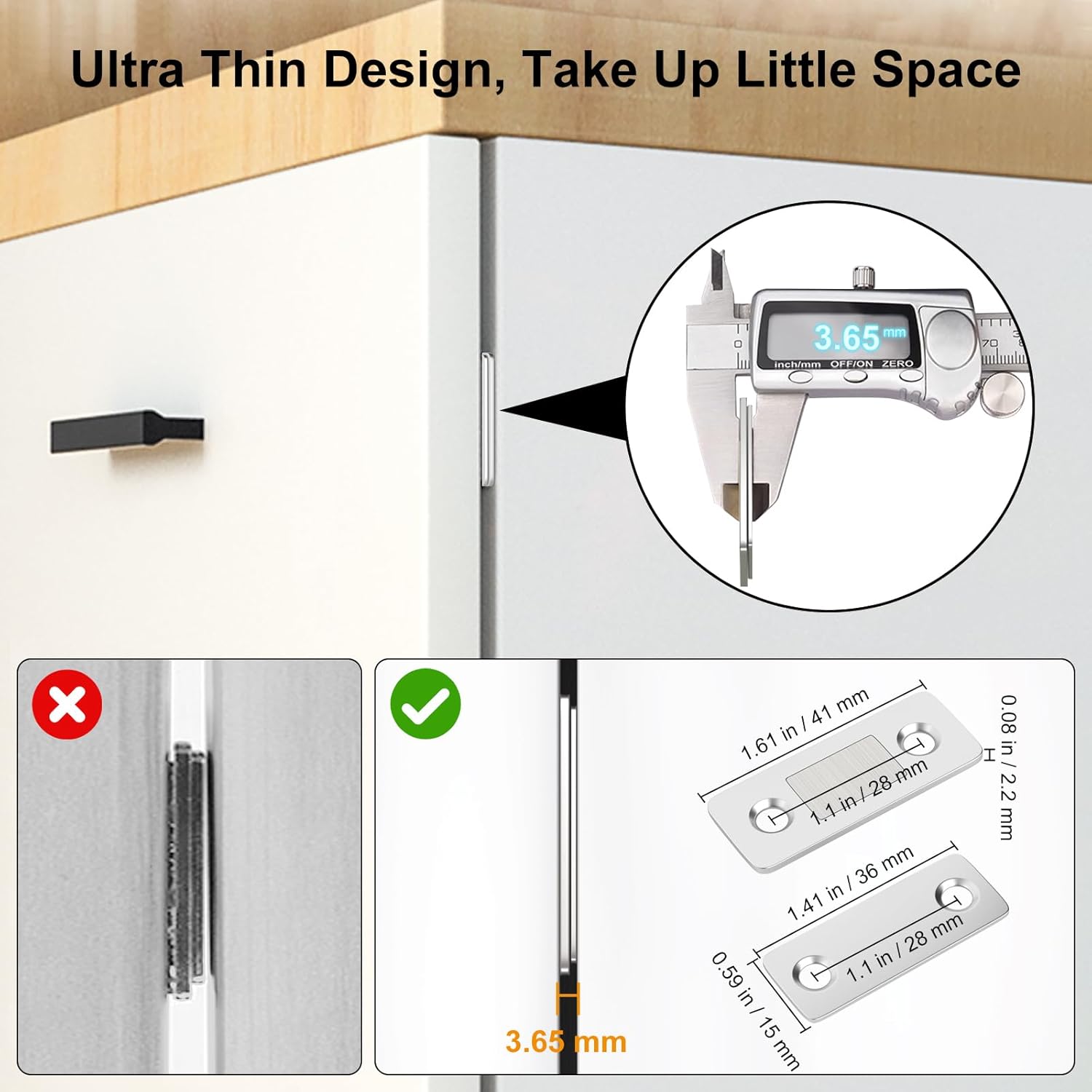 Cabinet Door Magnets Jiayi 10 Pack Ultra Thin Magnetic Door Catch Stainless Steel Drawer Magnet Catch for Sliding Door Closure Kitchen Cabinet Closer Cupboard Closet Door Magnetic Latches Hardware
