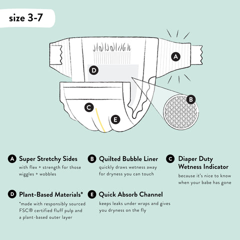 The Honest Company Clean Conscious Diapers | Plant-Based, Sustainable | Sky's The Limit + Wingin It | Club Box, Size 6 (35+ lbs), 40 Count