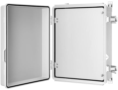 Gratury Junction Box, IP67 Waterproof Plastic Enclosure for Electrical Project, Hinged Grey Cover, Includes Mounting Plate and Wall Bracket