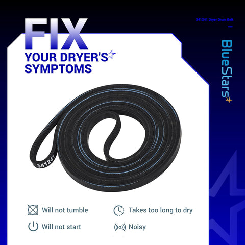 [2-Pack] BlueStars 341241 Dryer Drum Belt Compatible with Whirlpool Kenmore