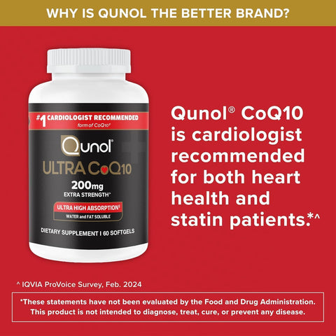 Qunol Ultra CoQ10 200mg, Ultra-High Absorption, Antioxidant, 60 Softgels