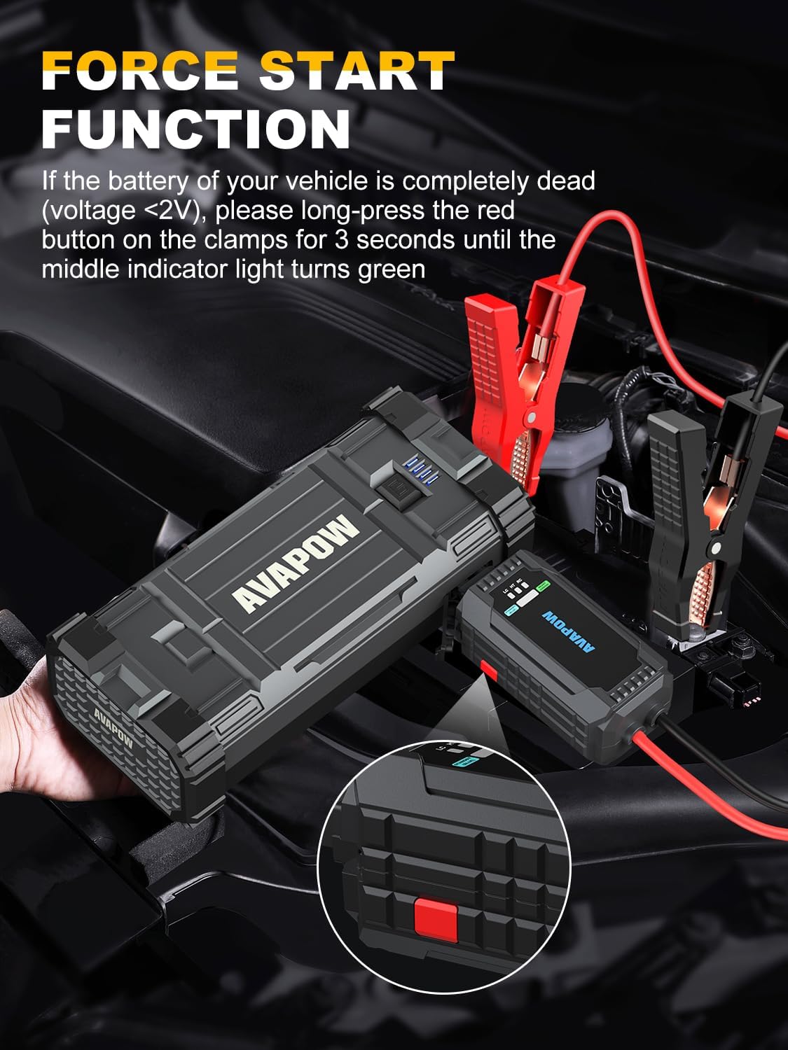 AVAPOW Car Jump Starter, 4000A Peak Battery