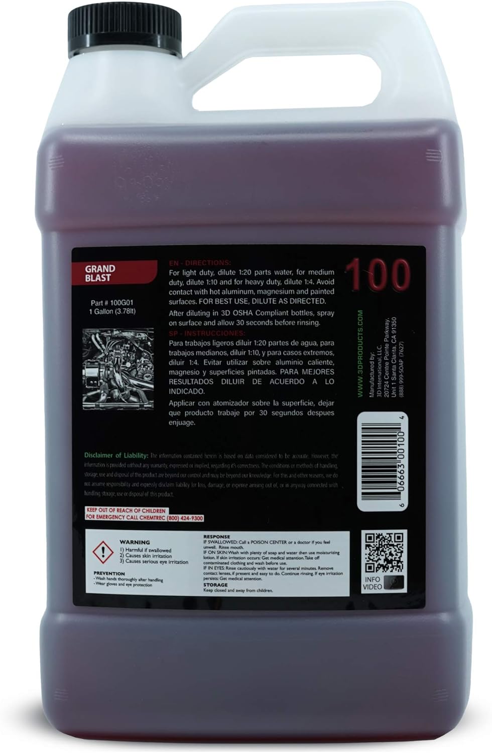 3D Grand Blast Engine Degreaser – Heavy Duty Biodegradable Cleaner for Engines, Wheels, Exhausts & More – Fast-Acting, Non-Staining – Made in USA – 1 Gallon (Pack of 2)