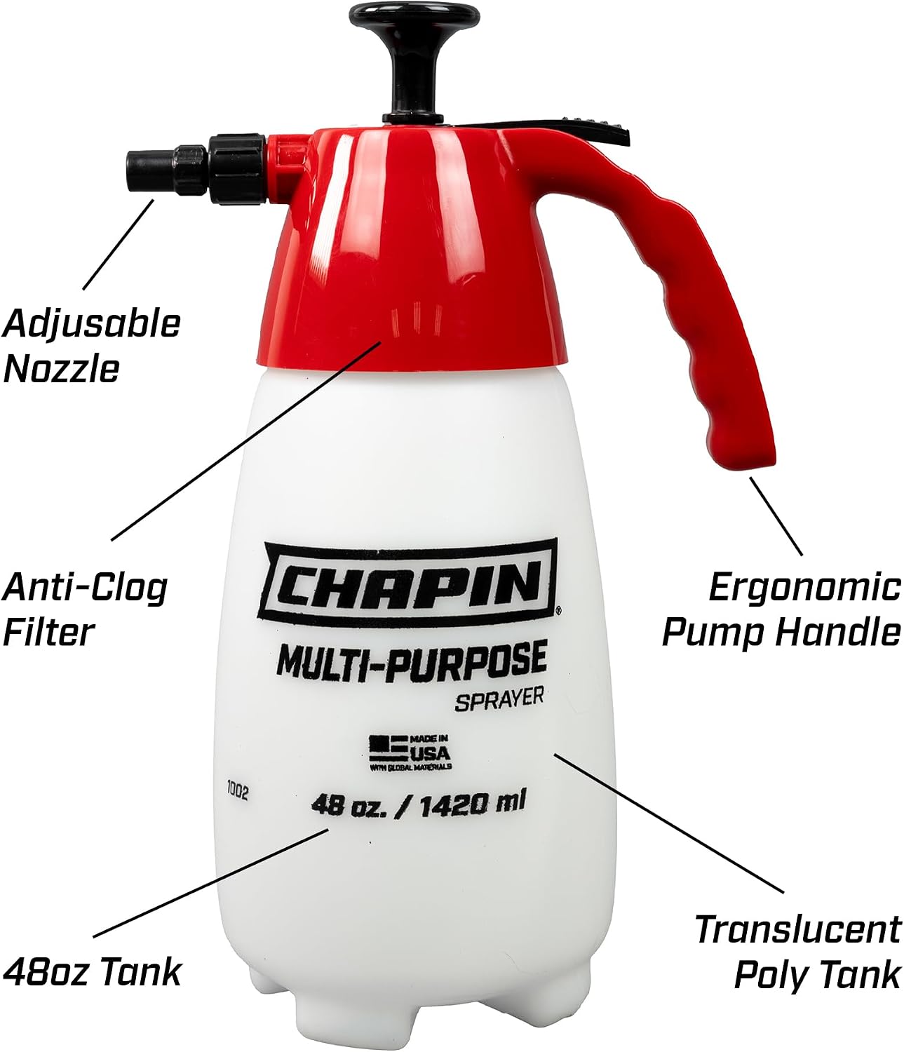CHAPIN 1002 48-Oz Hand Pump Sprayer for Lawn, Garden & Weed Control