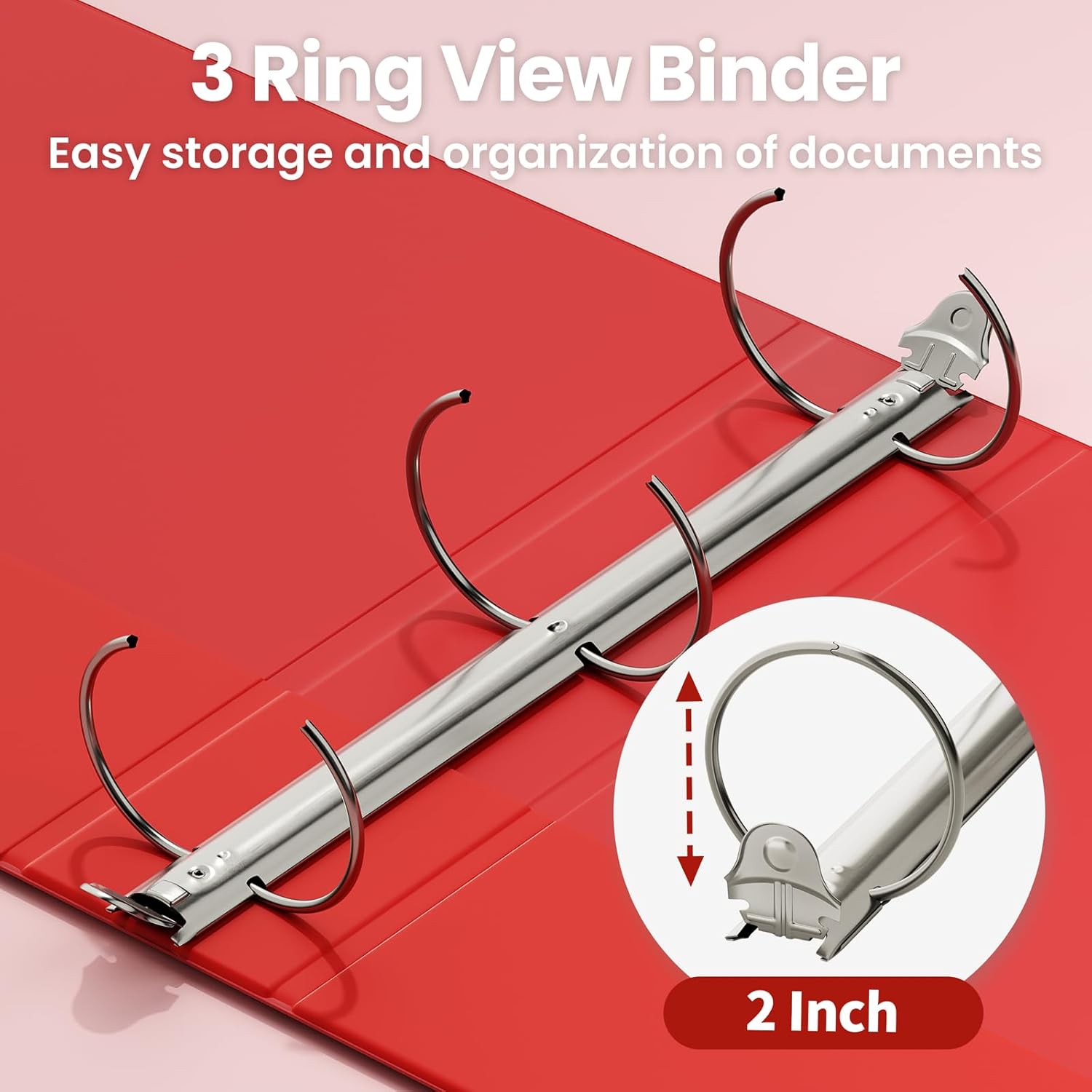 SUNEE 2 Inch Binders 3 Ring 6 Pack, Clear View Three Ring 2" Binders PVC-Free (Fit 8.5x11 Inches) for School or Office Supplies, Classic 6 Colors