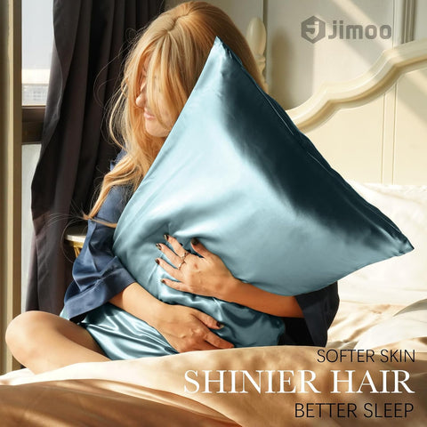 J JIMOO 22 Momme 100% Mulberry Silk Pillow Cases for Hair and Skin