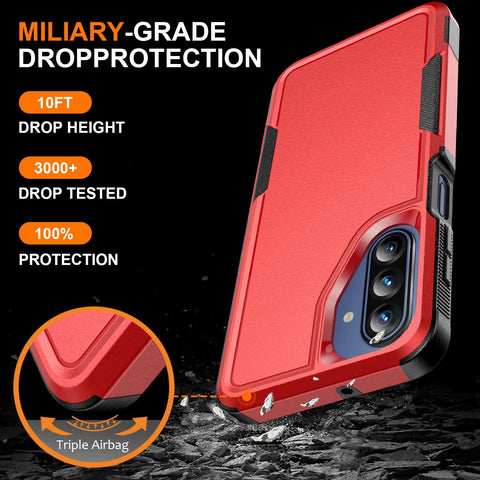 for Samsung Galaxy A17 5G Phone Case, [Military Grade Drop Protection] [Glass Screen Protector + Camera Lens Protector] Non-Slip Shockproof Case (Red)