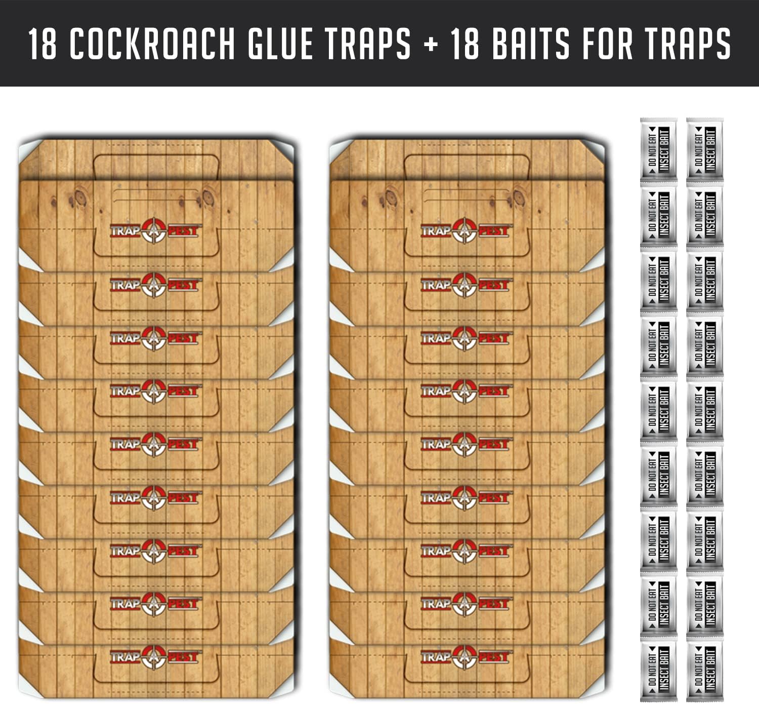 Trap a Pest Sticky Indoor Roach Traps - Non-Toxic Glue Traps - 18 Pack