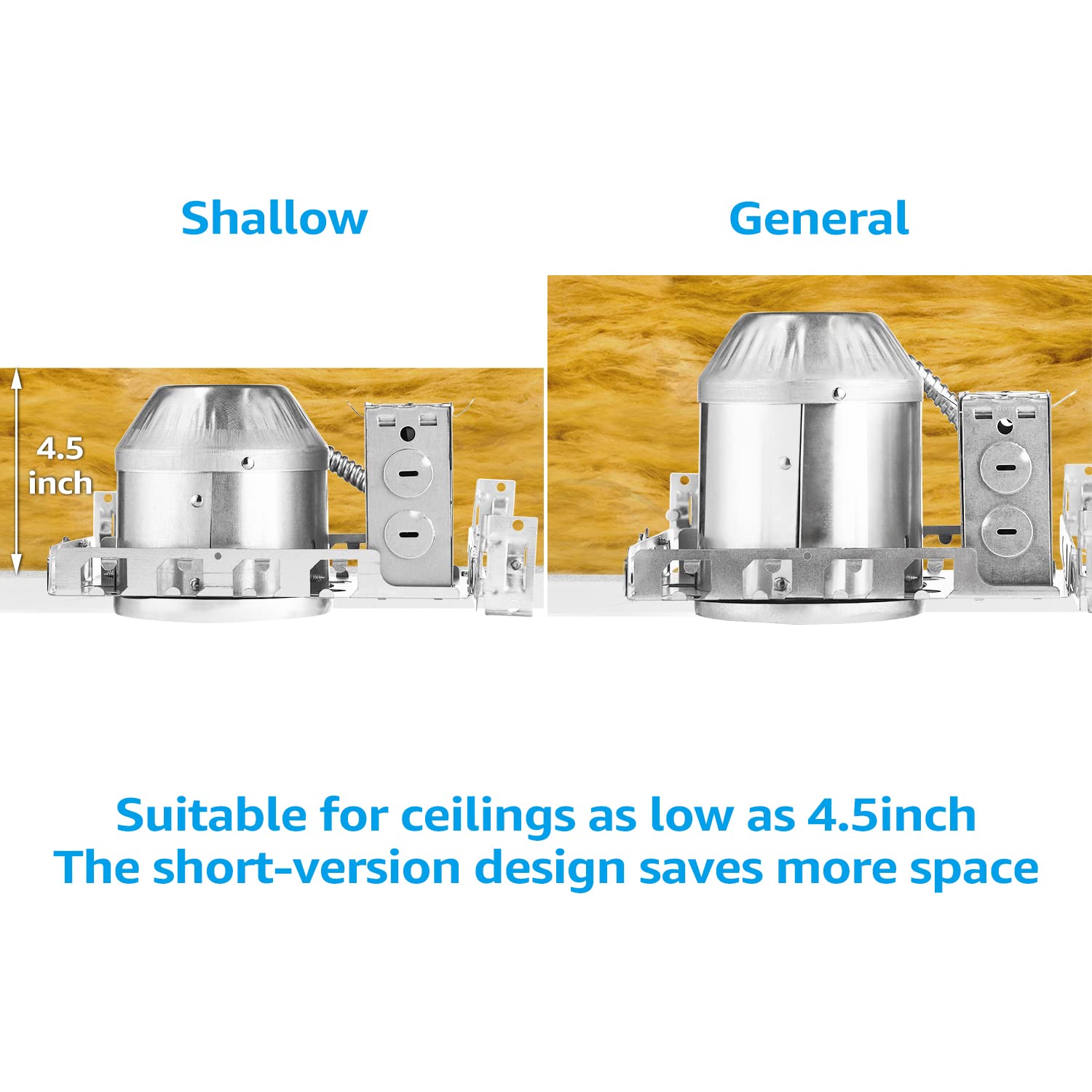 TORCHSTAR 8-Pack 4 Inch Shallow New Construction Recessed Lighting Housing