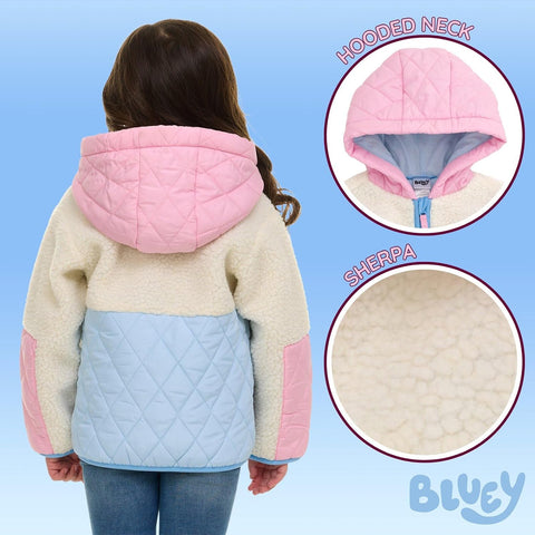 Bluey Girls' Hooded Fleece Zip-Up Jacket Toddler to Big Kid