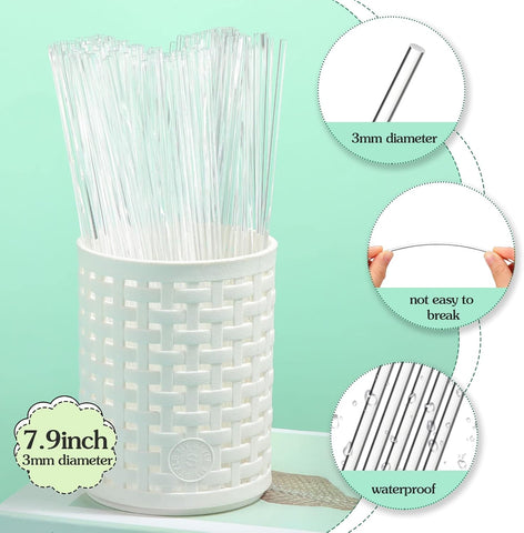 Zopeal 200 Pcs Acrylic Lollipop Stick Cake Pop Rod, 8 x 0.12 Inches, Clear