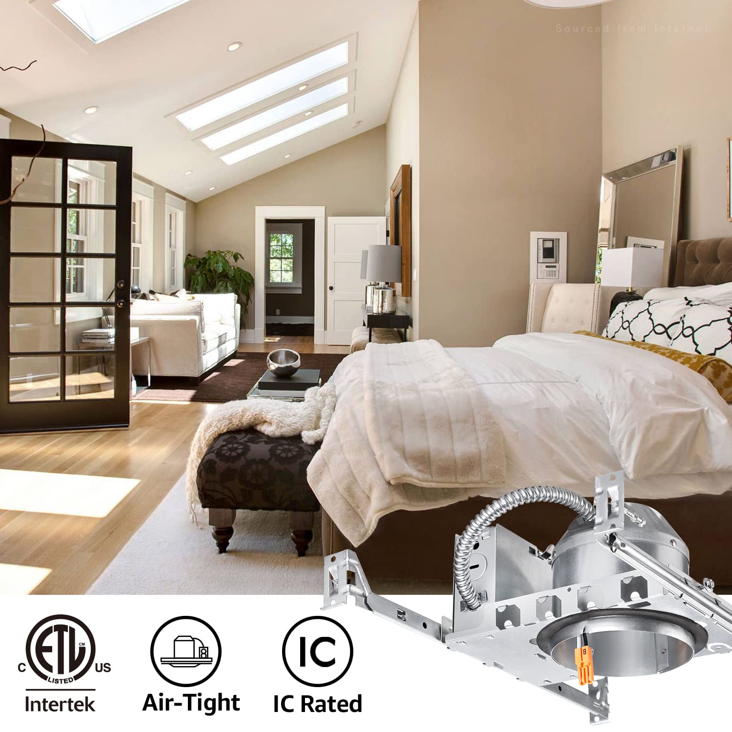 TORCHSTAR 8-Pack 4 Inch Shallow New Construction Recessed Lighting Housing