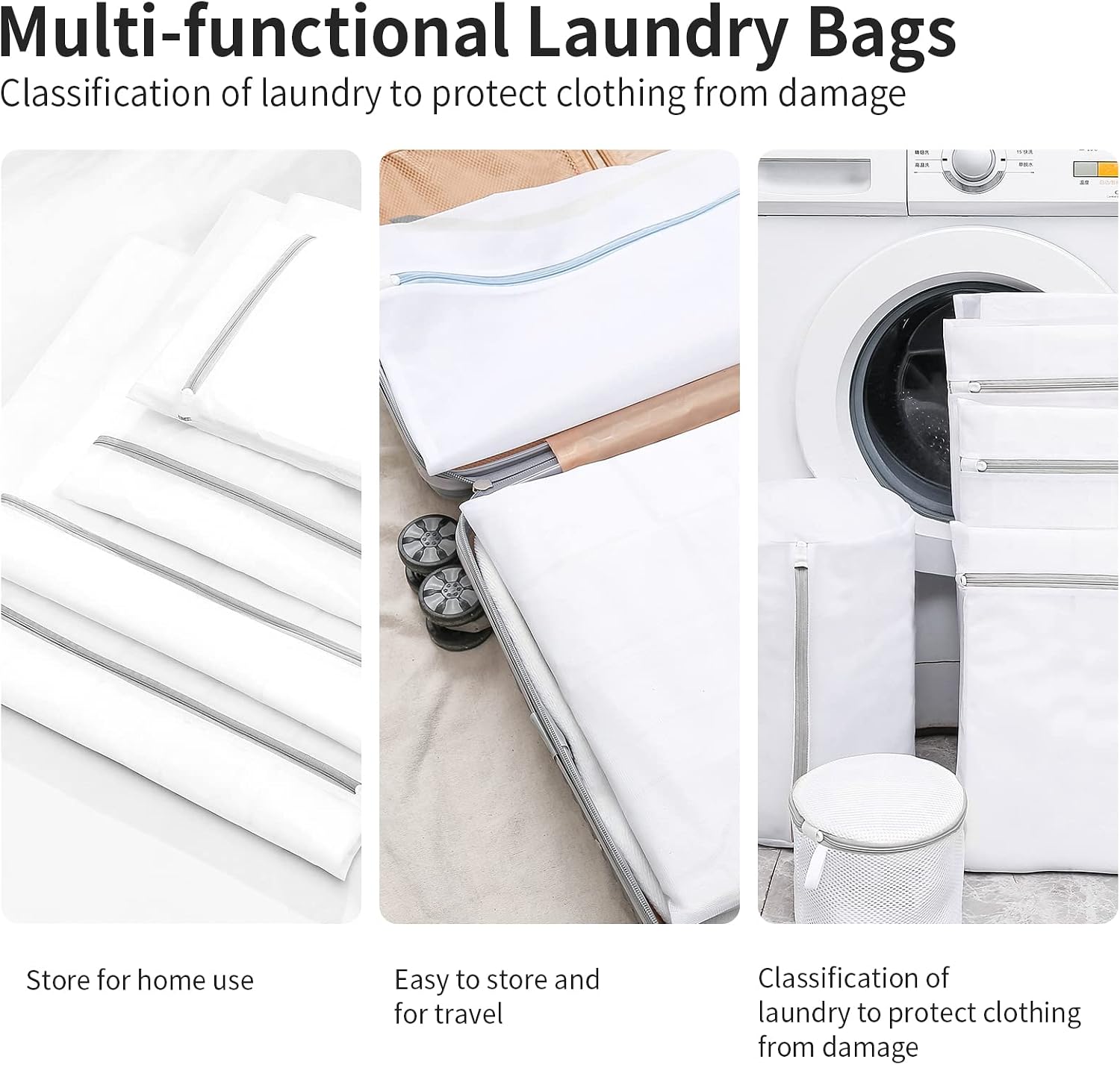 3 Pack Small Mesh Laundry Bags by MDSXO- Small Durable Lingerie Delicates Bag for Washing Machine for Socks, Bra, Mask,Baby Clothes 10 * 12 inch [3 Pack]