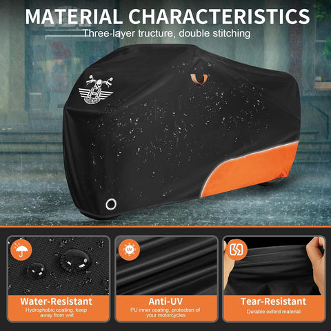 Motorcycle Cover Waterproof Outdoor Storage All Season Protection