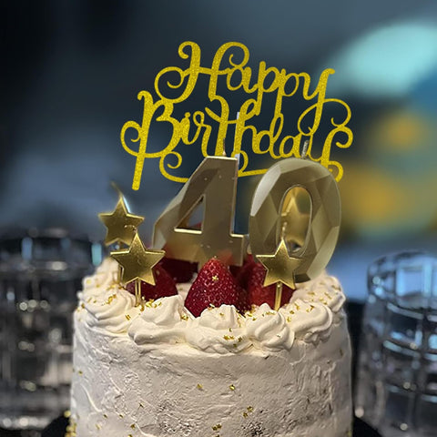 Golden Number 95 Birthday Candles and Star Birthday Candles 2.76 inch 3D Diamond Shaped Candles for Birthday Parties and Anniversary Cake Decorations