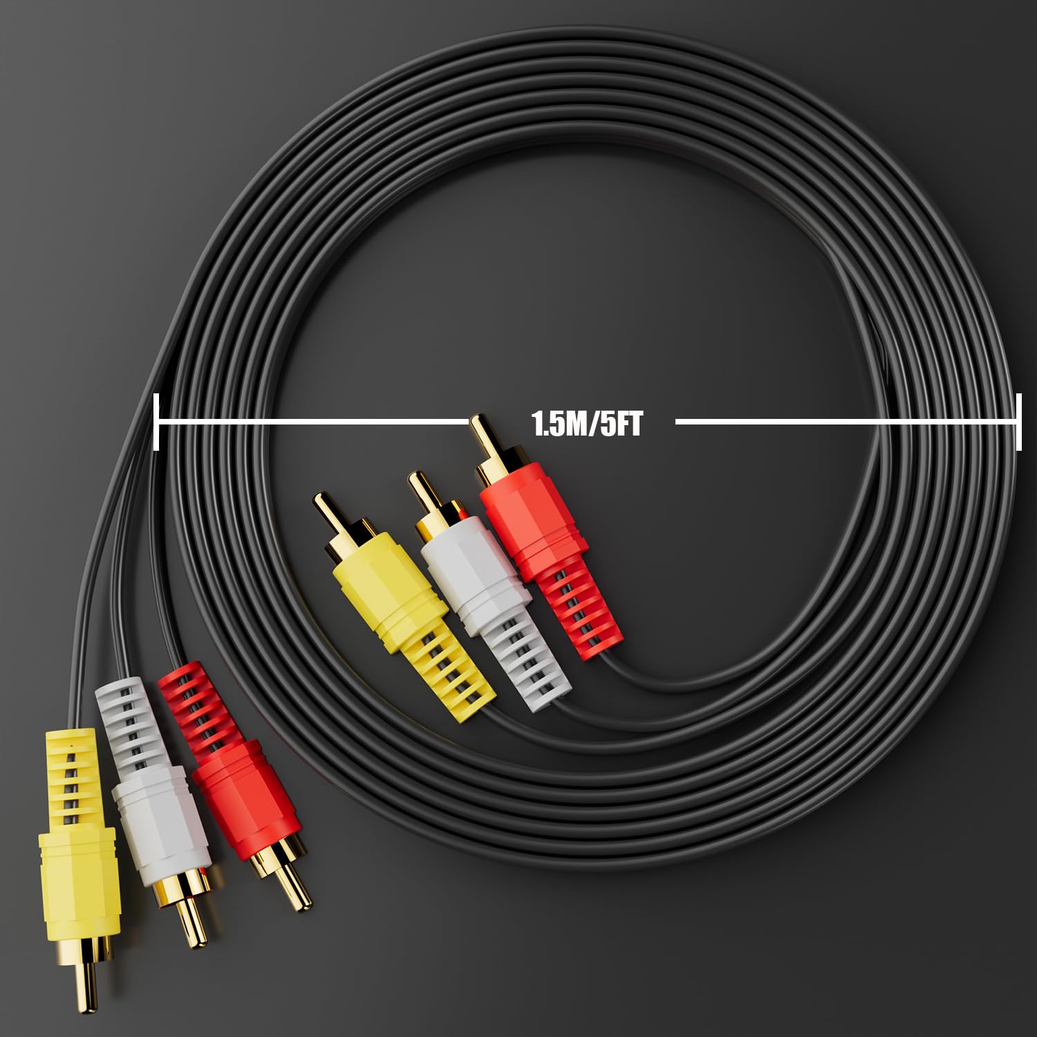 Eanetf 3RCA Cable Audio Video 5ft Gold Plated for Home Theater-2pcs