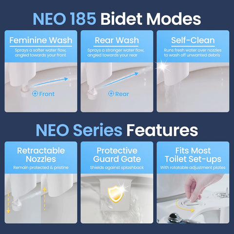 LUXE Bidet NEO 185 - Bidet Attachment for Toilet Seat, Blue