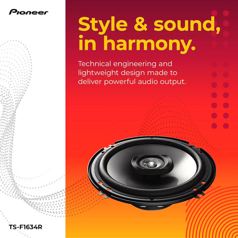 Pioneer F-Series TS-F1634R 6.5" 2-Way Coaxial Car Speakers 200W Max