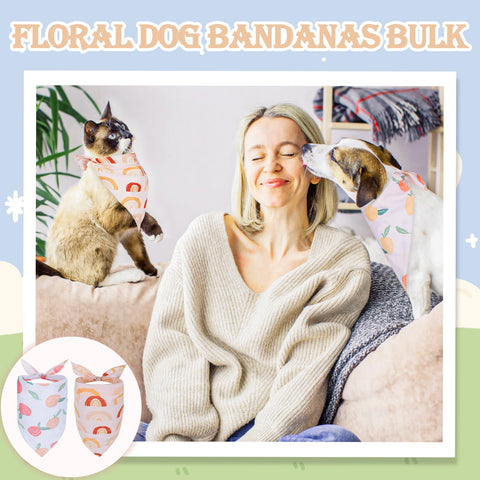 50 Pack Dog Bandanas Bulk Summer Spring Flower Dog Bandanas Pet Costume Dog Outfit Holiday Washable Scarf Pets Triangle Head Scarfs Bandanas Puppy Floral Dog Bibs for Girl and Boy (Multicolor)