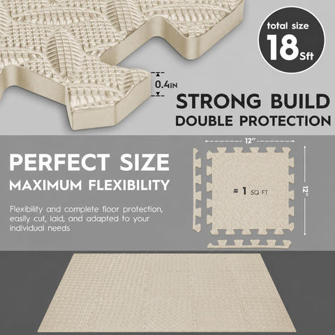 18 Pcs EVA Foam Floor Tiles, Puzzle Exercise Mat Set for Gym