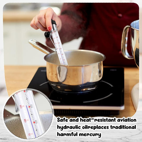 Photect 2 Pcs Candy Thermometer with Pot Clip 8", Black