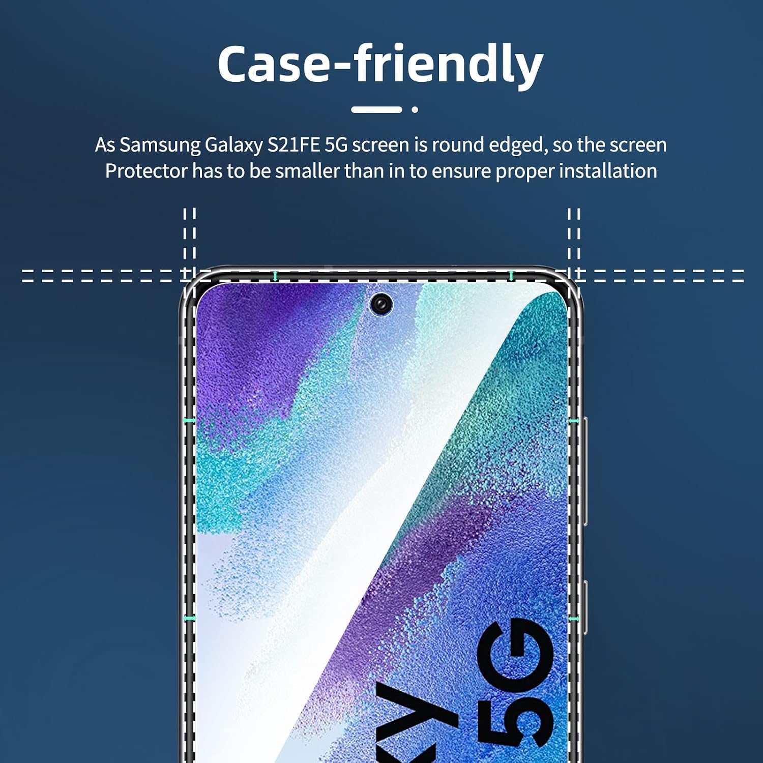 NEW'C 3 Pack Designed for Samsung Galaxy S21 FE 5G Screen Protector Tempered Glass,Case Friendly Scratch-proof, Bubble Free, Ultra Resistant