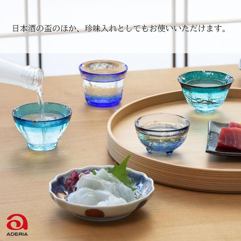 ADERIA Tsugaru Vidro Aomori Umi Cup Tsugaru Strait, 1.7 fl oz (50 ml), Made in a Cosmetic Box, Guinomi, Japanese Sake, Glass, Cold Sake, Sake Bottle, Delicacy, Gift, Women's, Mother's Day, Father's