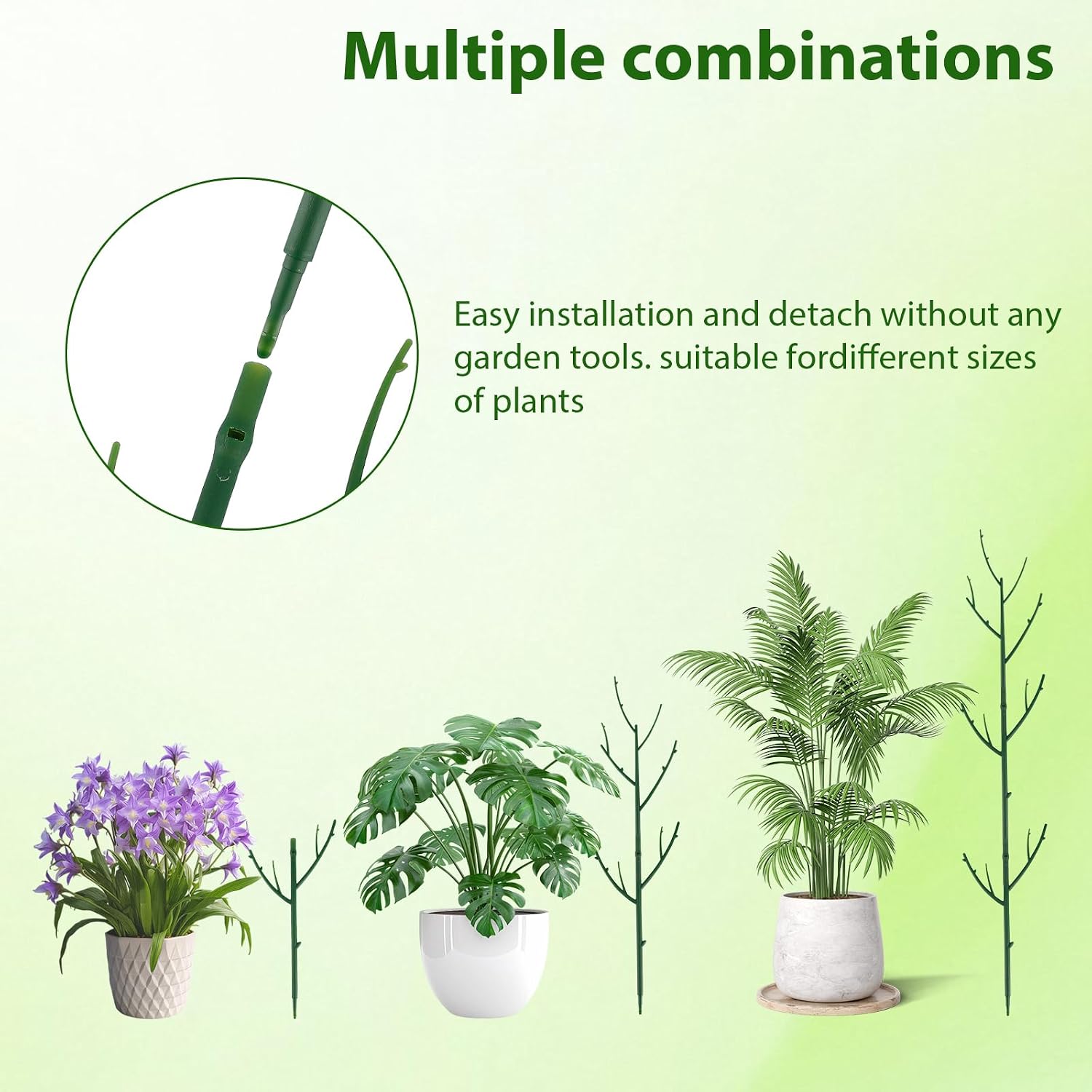 PERSZEN 6 Pack Stackable Monstera Plant Support, Plant Stakes for Indoor and Outdoor Plants Use, Garden Stakes for Climbing and Potted Plants, Pothos, Philodendron