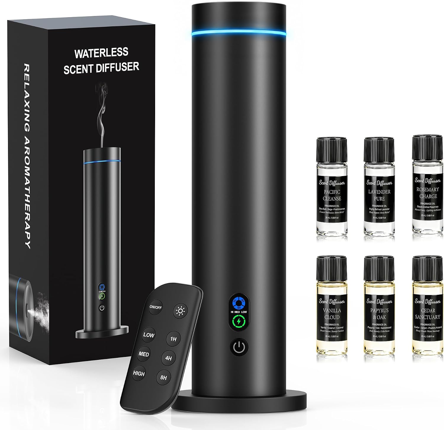 Maromalife Waterless Essential Oil Diffuser, Metal Scent Diffuser, Black