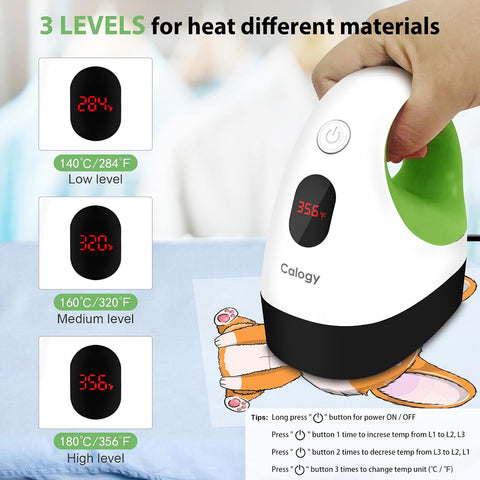 Calogy Mini Heat Press, Heat Transfer Machine, Constant Temp Control, Insulated Safety Base, Fits for Crafts, T-Shirt, Hat, Cap, Pillows (White Green)