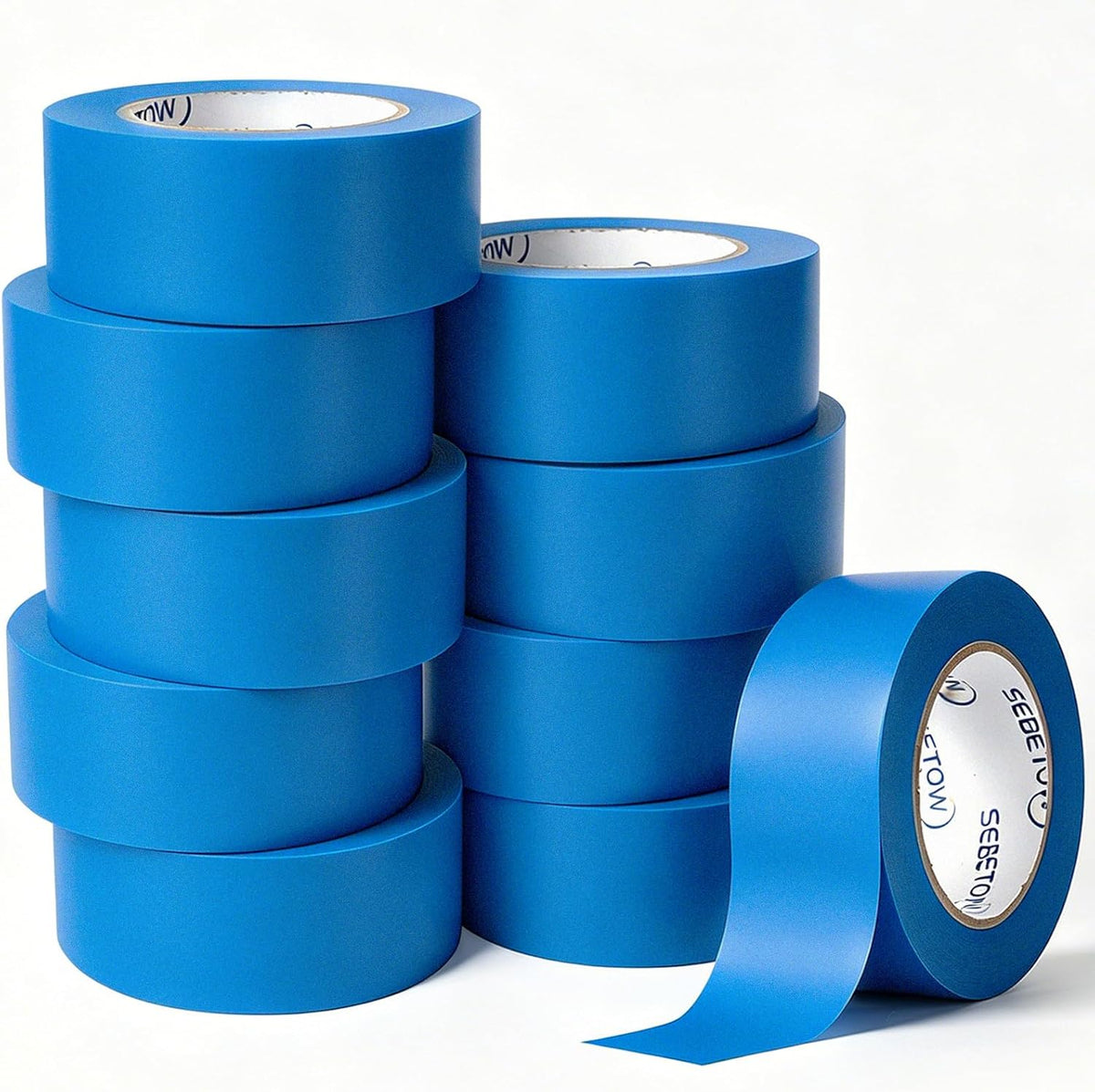 10Rolls Painters Tape 2 inch Wide Bulk Blue Masking Tape for Painting 55yds