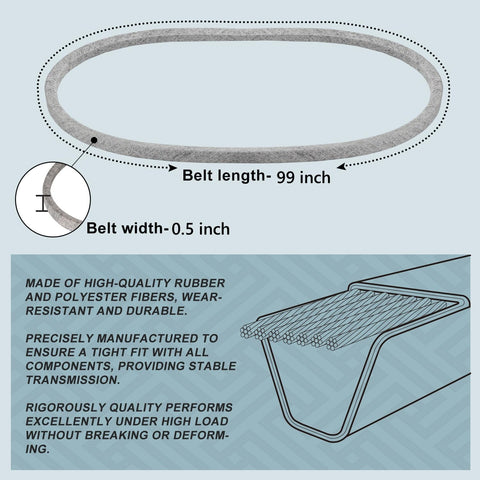 Holdly 754-0440 Deck Belt 1/2 x 99'', Mower Belt for MTD 754-0440 954-0440 754-018 Toro 94-4291, Snapper 7014225 7014225YP, Heavy Duty Riding Mower Fits 46'' Decks