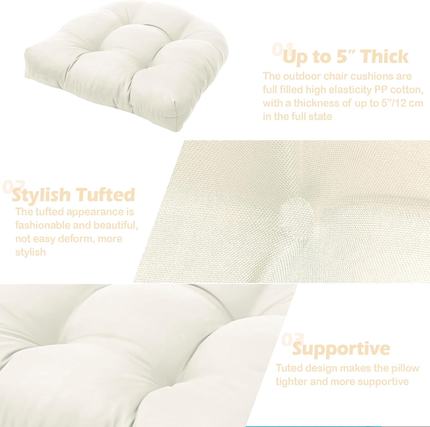 MTMR Outdoor Chair Cushions Set of 2, Patio Furniture Seat Pads, Waterproof