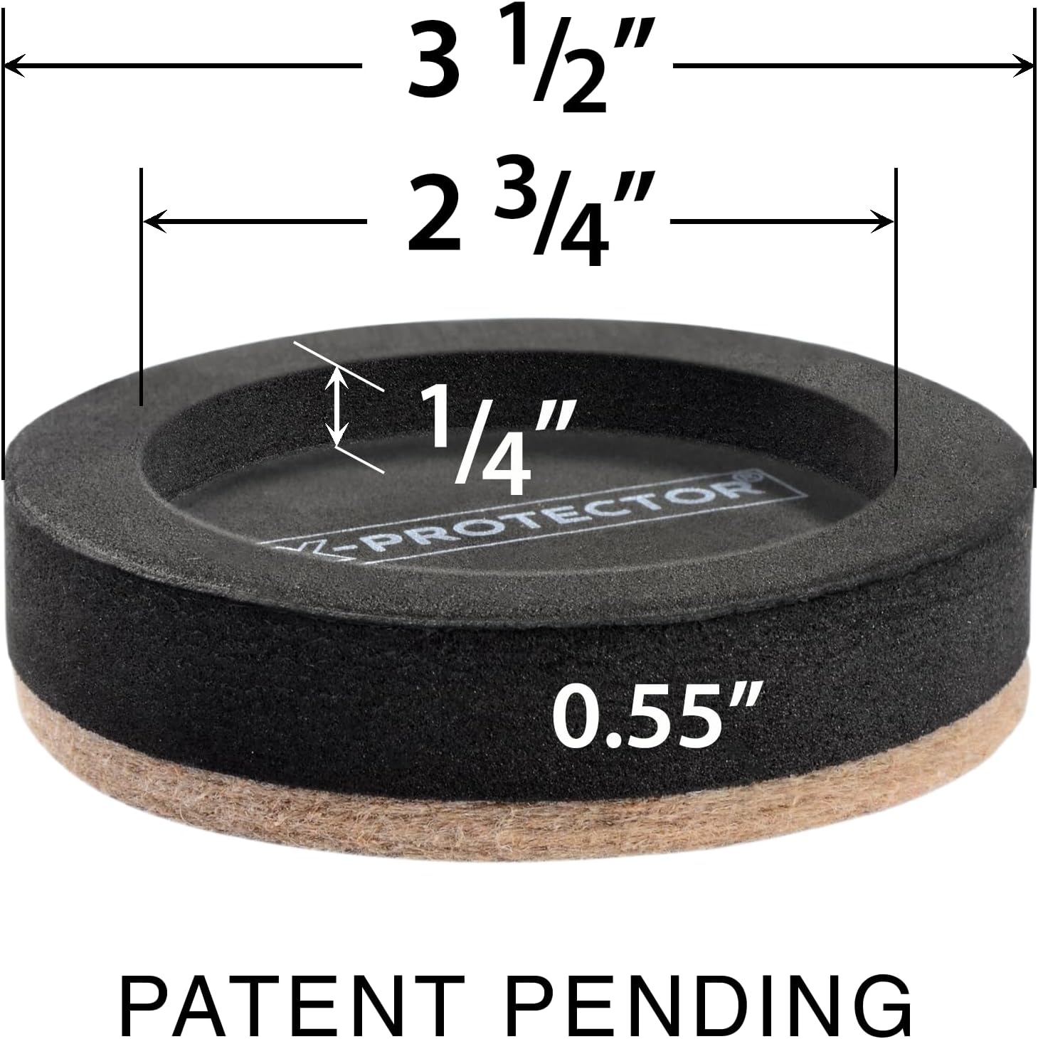 Felt Furniture Sliders for Hardwood Floors X-PROTECTOR 16 PCS 3 ½”