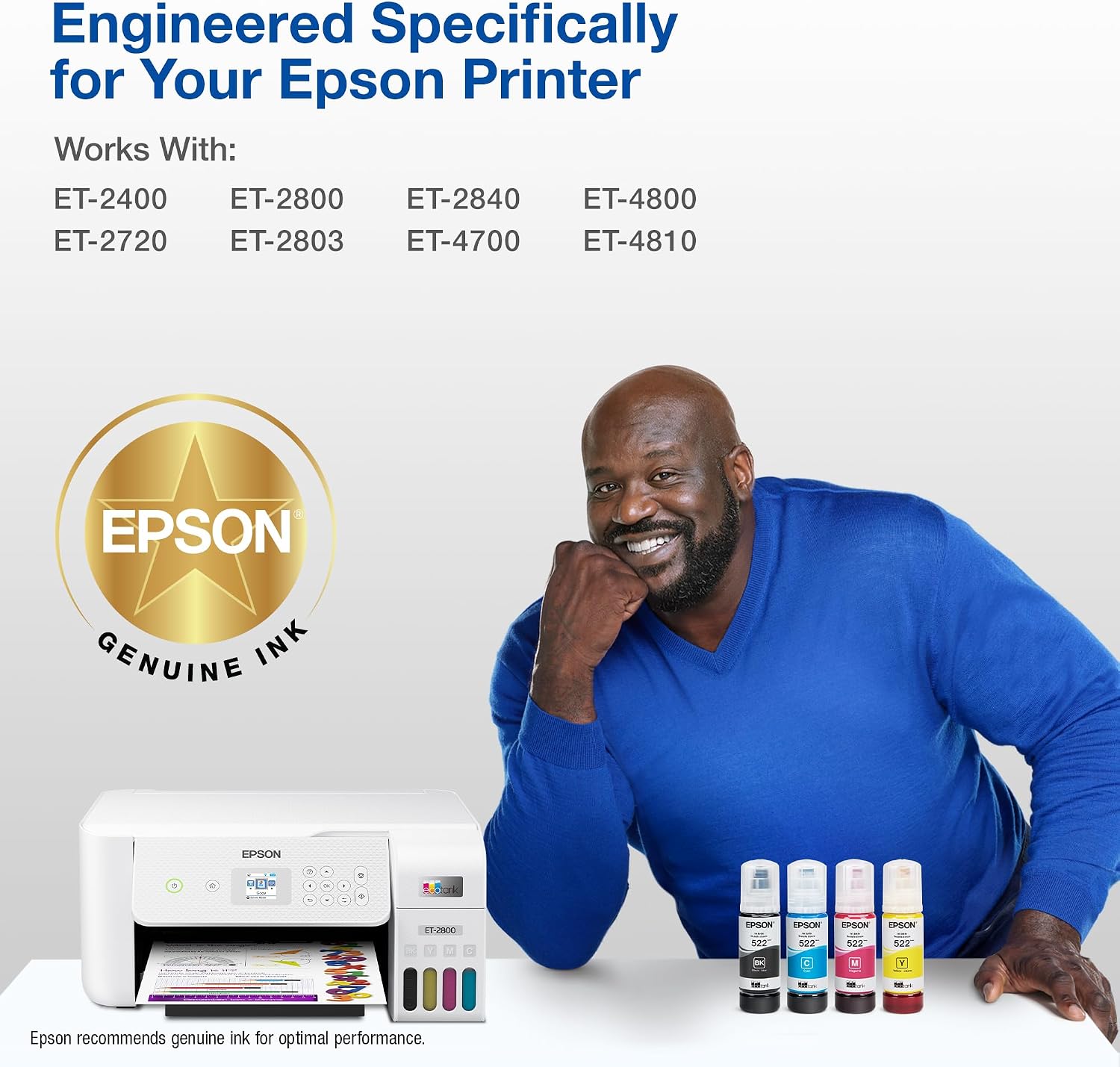 EPSON 522 EcoTank Ink Ultra-high Capacity Bottle Black (T522120-S) Works with ET-2720, 2800, 2803, 2840, 4700, 4800, 4810
