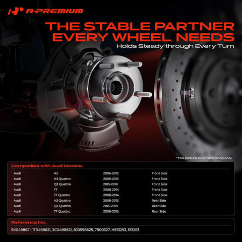 A-Premium 2 x Wheel Bearing Hub Assembly Compatible with Volkswagen, Audi