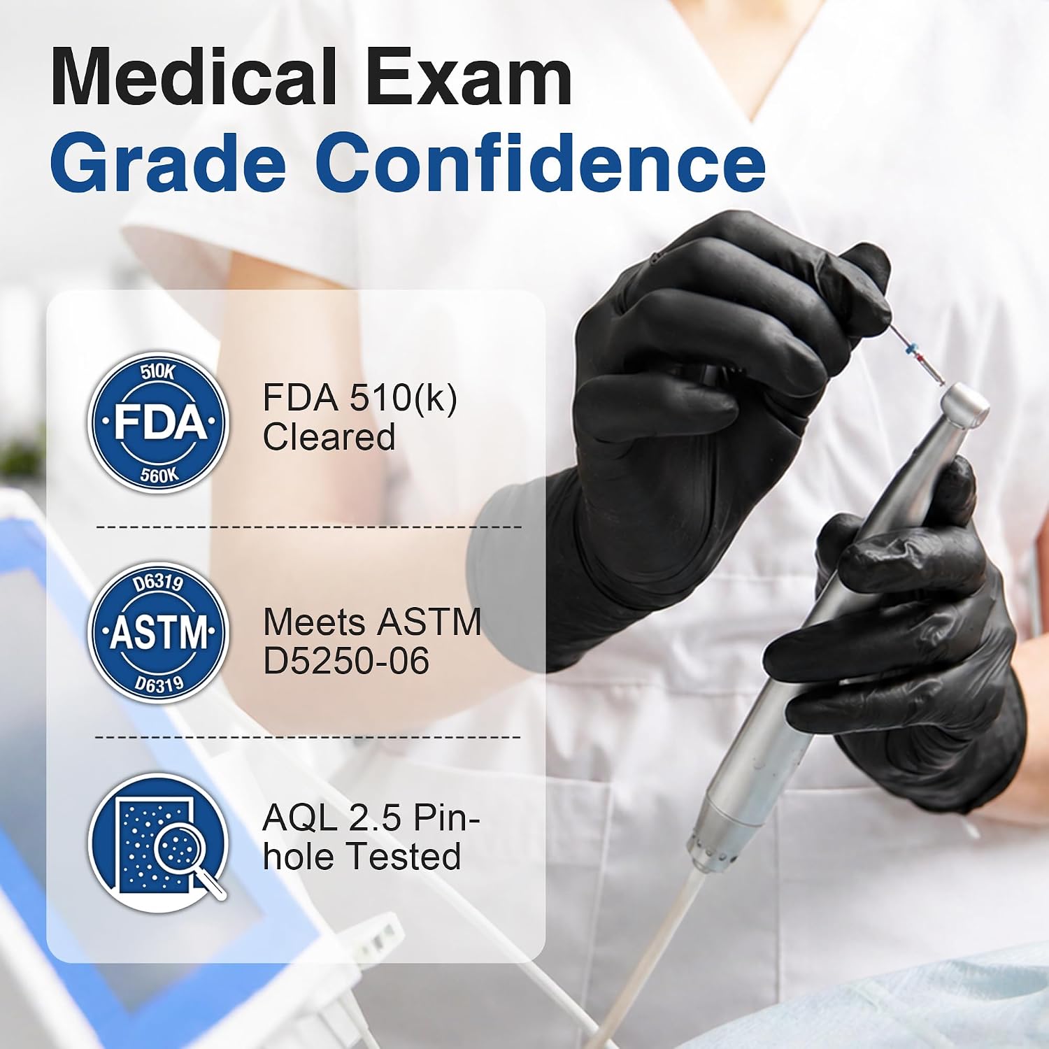 Schneider Medical Nitrile/Vinyl Blend Exam Gloves, Black Disposable