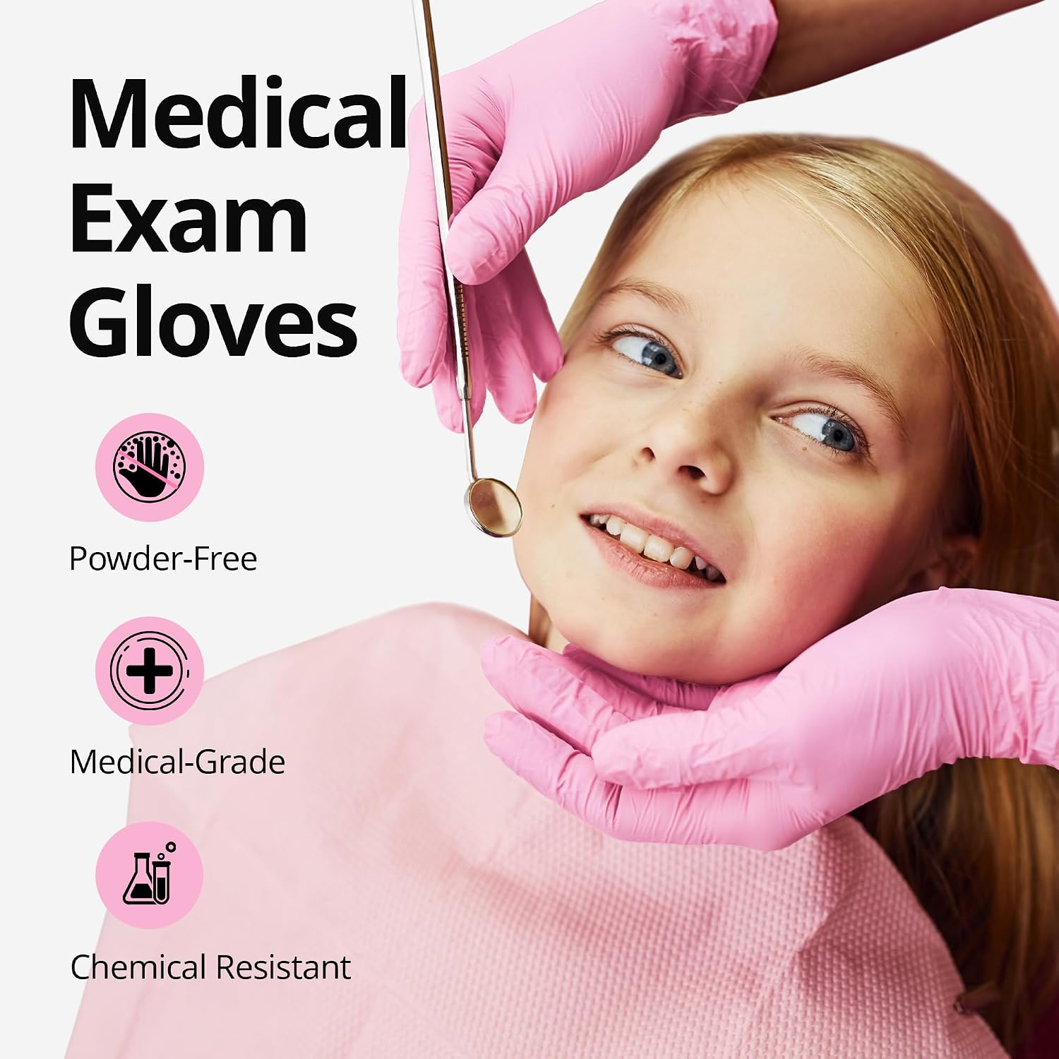 SwiftGrip Pink Nitrile Gloves, 3-mil, Industrial Gloves Disposable Latex Free, for Cleaning & Esthetician, Rubber Powder-Free, 100-ct Box (X-Large)