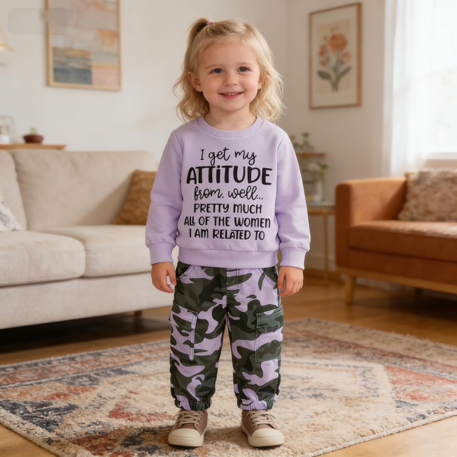 Toddler Girls Clothes 1T 2T 3T 4T 5T Fall Outfits Sweatshirt Camo Pants Set