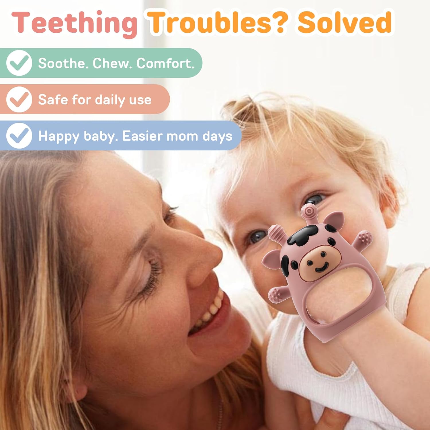 2 Pack Baby Teething Toys 3-6 6-12 Months, Silicone Teether Mittens