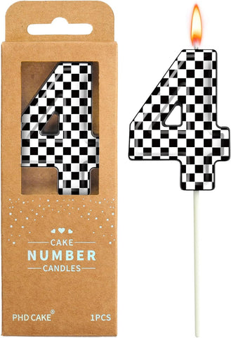 PHD CAKE 2.76 Inch Number 4 Racing Birthday Candles, Cool Racing Themed Number Candles, Cake Number Candles, Party Celebration, Style Candle