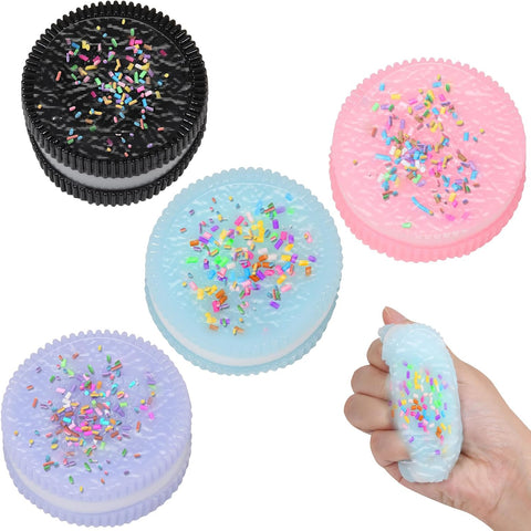 4pcs Handmade Soft Cookie Squishy Silicone Stress Relief Squishy Toy Pink Cookie Dessert Kawaii Squishies PVC New 5523BGoy Stress Relieving Fur Ball OPP Packaging Gifts (4pcs)