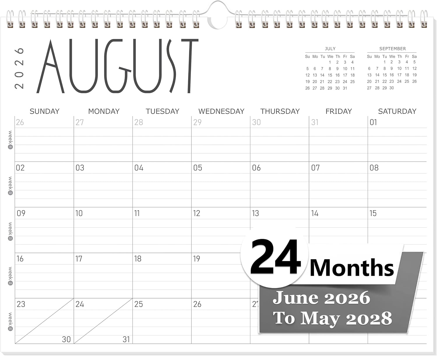 GuassLee Wall Calendar 2026-2028, 24 Months (Jun 2026-May 2028), 14"x11"