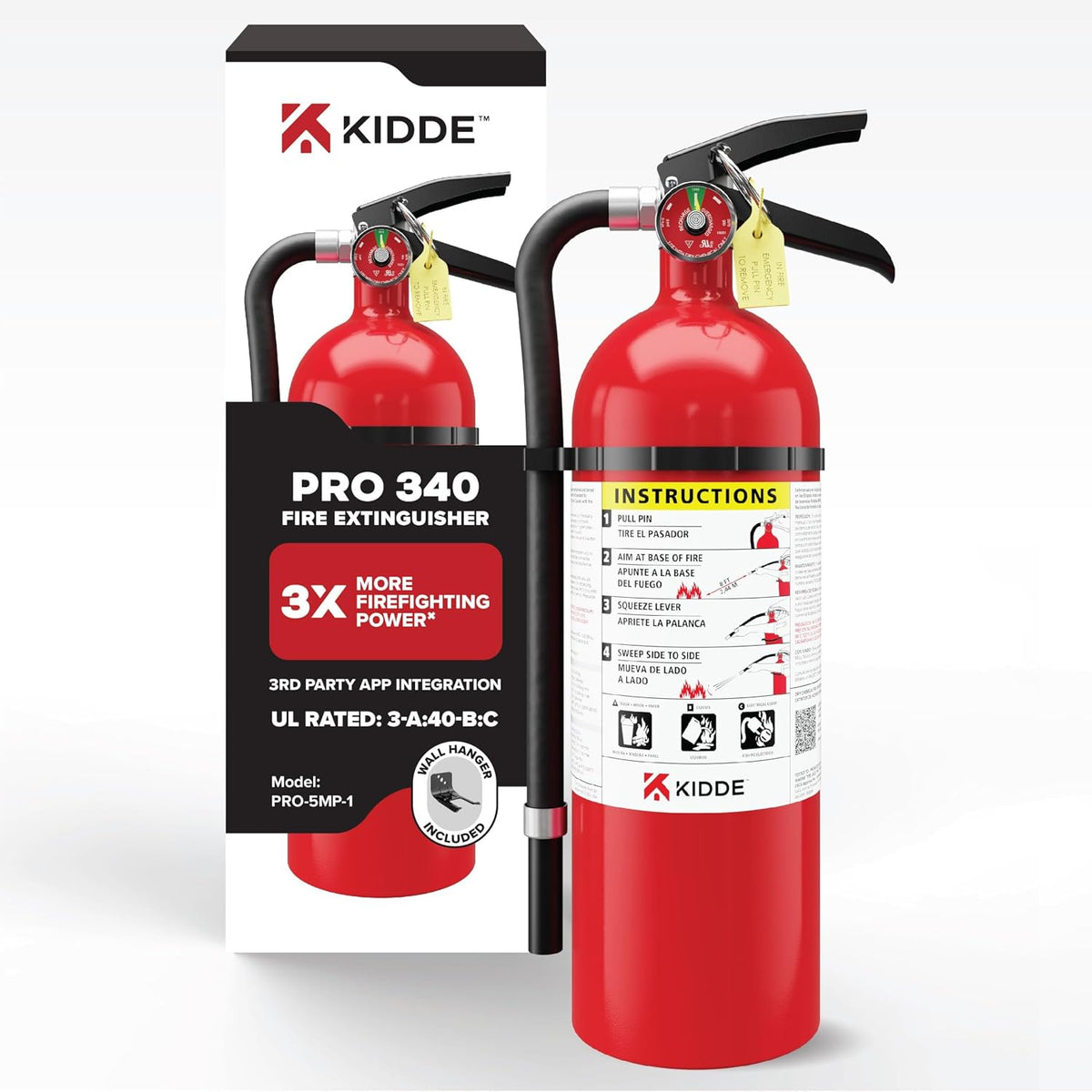Kidde Pro 340 Commercial Fire Extinguisher, 3A:40-B:C, PRO-5MP-1