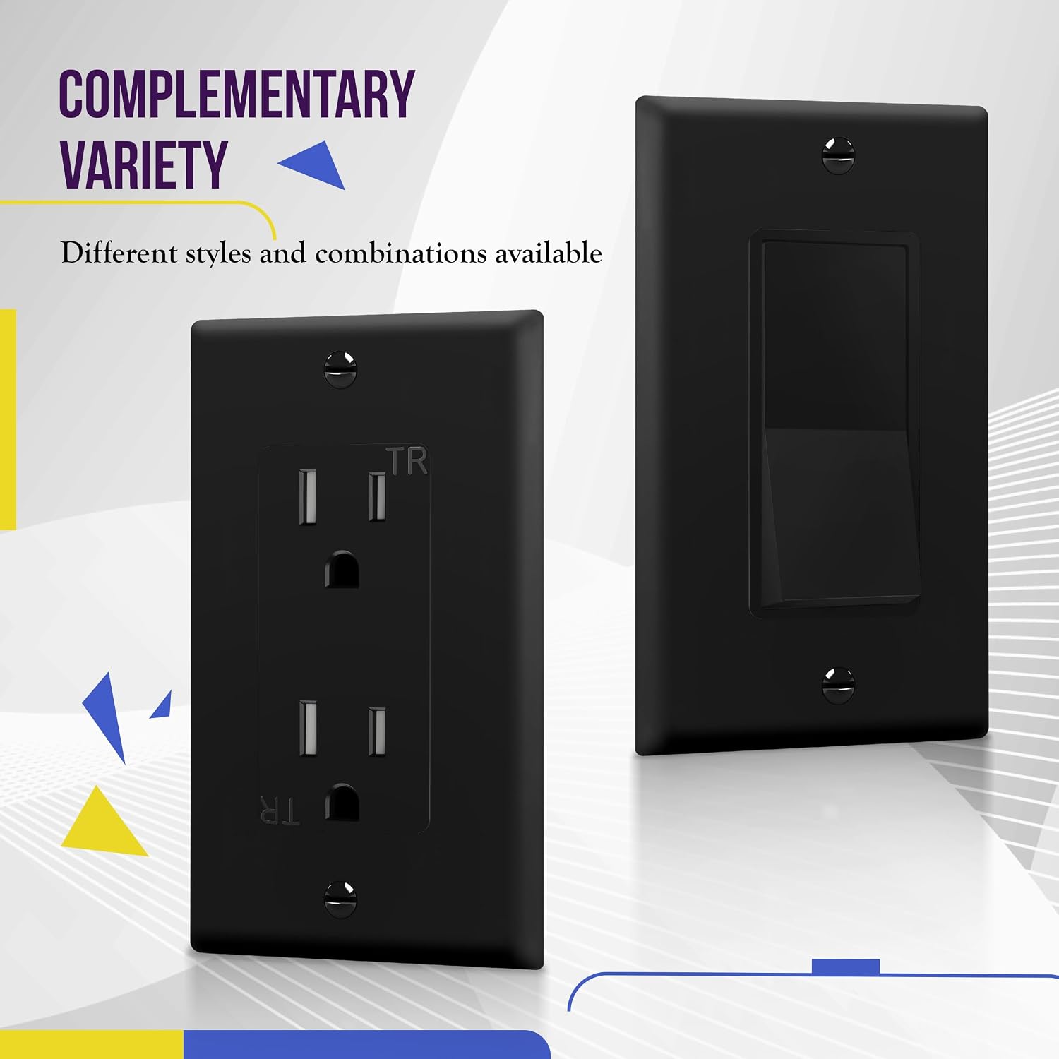 ENERLITES 1-Gang Black Decorator Light Switch Outlet Wall Plate Cover
