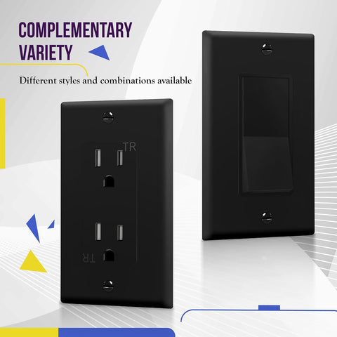 ENERLITES 1-Gang Black Decorator Light Switch Outlet Wall Plate Cover